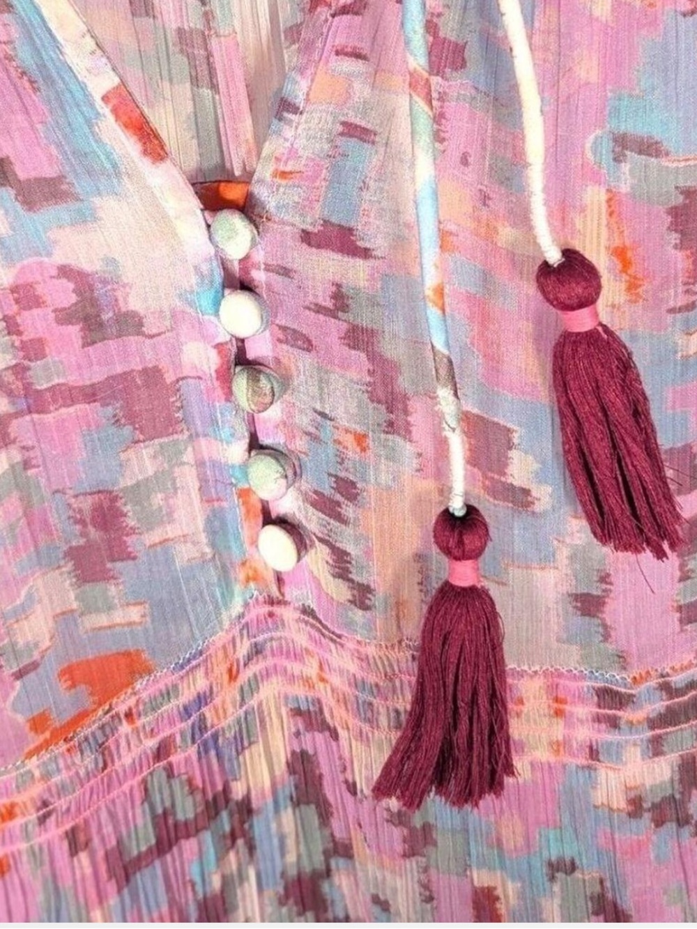 Anthropologie Marais Printed Chiffon Pink Lavender Maxi Dress 1X - Picture 4 of 6